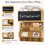 Mail Organizer Wall Mounted with Key Holder, Shelf, Light Wood - Image 4