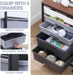SYKIARIOL Utility Cart with Drawers,5 Drawers Storage Cart,Dark Grey - Image 4