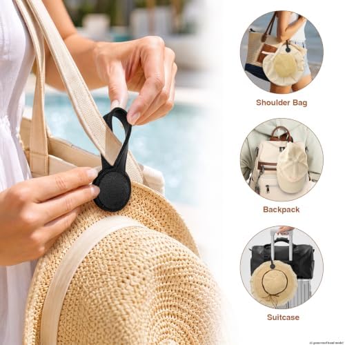 Magnetic Hat Clip for Travel on Bag, Hands-Free Hat Holder for Purse, Backpack, Tote or Luggage, Leather-Style Travel Accessory, Black, 1 Pack ﻿ - Image 5