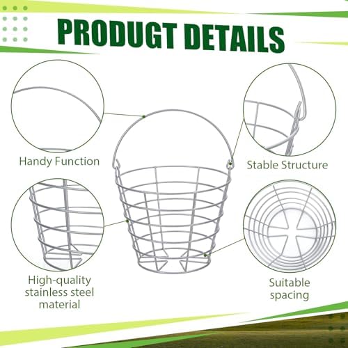 Wettarn Bulk Metal Wire Golf Ball Basket with Handle Stainless Steel Golf Basket Ball Holder Container for Summer Storage Practice Accessories - Image 4