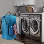 Laundry Bag with Shoulder Straps and Mesh Pocket Laundry Backpack Large Portable Laundry Hamper for College Laundromat Apartment (Light Blue) - Image 6