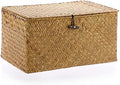 Hipiwe Wicker Shelf Baskets Bin with Lid Woven Seagrass Storage Box, Large by Hipiwe