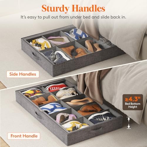 Lifewit 4.3 Inches Under Bed Shoe Storage Organizer Fits 10 Pair Sneakers, - Image 6