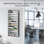 EasyPAG Wall File Holder 14 Tier Mesh Hanging Folder Organizer with Flat Tray Wall Mounted Mail Organizer Magazine Paper Desk Shelf with Nametag Label for Office Home School, Black - Image 5