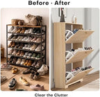 Nicetree Shoe Cabinet with 3 Flip Drawers, Entryway Storage, Natural Oak - Image 5