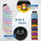 Enwokran Hat Organizer for Baseball Caps 2 Pack - Multilayer Hat Storage Rack with Strong Adhesive, 2 Mounting Options, Holds Up to 40 Hats, Wall/Door Mount for Bedroom Closet(Black) - Image 4
