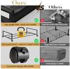 Yecaye 60L Under Bed Storage with Wheels, 2 Pack, Black | 360° Rolling Wheels, Clear Lids & Label, Reinforced Handle, Rolling Metal Drawers for Clothes, Blankets, Shoes in Bedroom - Image 3