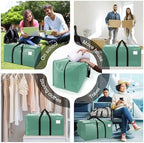 VELVETSURE 12 Pack Heavy Duty Large Moving Bags W/Backpack Straps - Strong Handles & Zippers, Storage Totes For Space Saving, Fold Flat, Alternative to Moving Box and Storage Bin, Teal - Image 6
