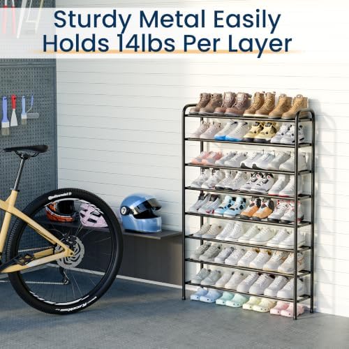 ENJOYBASICS 8 Tier Expandable Shoe Rack, Tall Metal Shoes Organizer, Black - Image 5