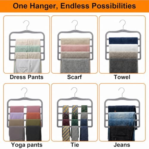 Velvet Pants Hangers Space Saving, 4 Pack Non Slip Closet Organizer | Reinforced Plastic Hangers For Jeans, Leggings And Scarves, Perfect For Apartments, Dorm Rooms, Small Closets And RV Storage - Image 6