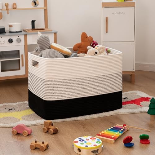 OIAHOMY Blanket Basket Laundry Basket Dog Toy Basket 108L Gradient Black - Image 2