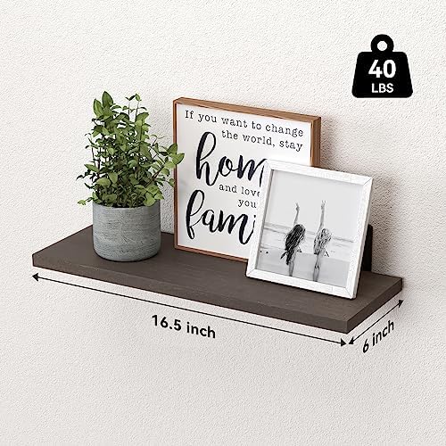 WOPITUES Floating Shelves Set of 6 for Wall Decor & Storage, Dark Brown - Image 3