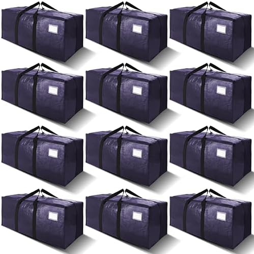 VELVETSURE 12 Pack Heavy Duty Extra Large Moving Bags W/Backpack Straps - Strong Handles & Zippers, Storage Totes For Space Saving, Fold Flat, Alternative to Moving Box and Storage Bin, Blue by VELVETSURE