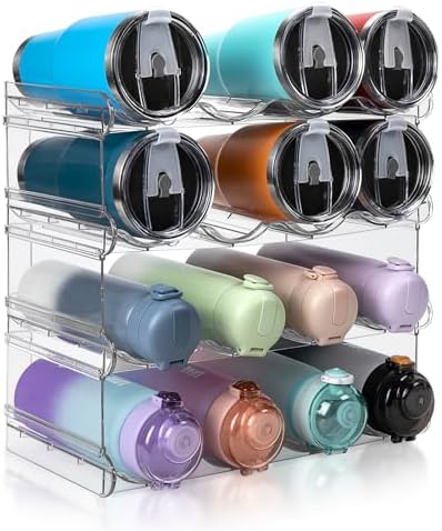 spospo Water Bottle Organizer 4 Tier Large Compartment Water Bottle Holder by SPOSPO