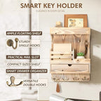 Rebee Vision Key Holder Wall Mount with Drawer for Entryway, Natural Wood - Image 5