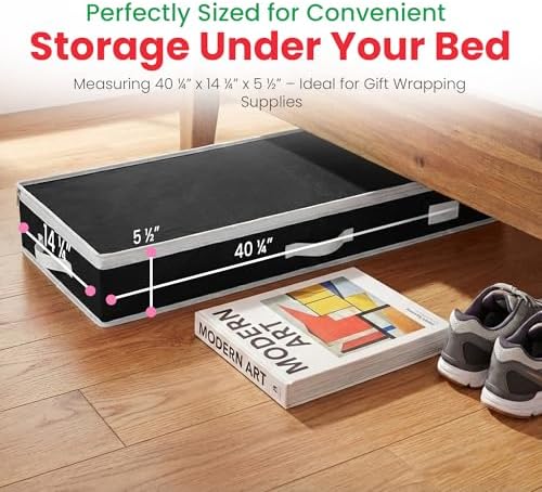 Handy Laundry Gift Wrap Storage Organizer, Easily organize Wrapping Paper, Ribbons, Bows, Scissors, Fits 18-24 Standard Rolls, Keeps Gift Supplies in Perfect Condition & Ready for Next Season, (Black) - Image 2