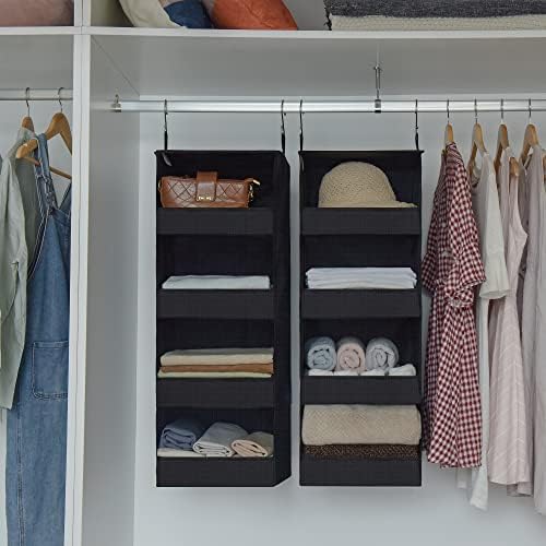 GRANNY SAYS 4-Shelf Hanging Closet Organizer, Foldable Storage, Black | 44 lb Capacity, No-Sag Support, Keeps Clothes Neat, Folds Flat, Fits RV, Dorm & Small Closets, 2 Pack - Image 2