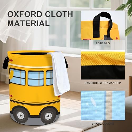 Bus Laundry Basket Storage Bin Foldable Laundry Hamper Clothes Storage Bucket Organizer 19.6x15.7 Inch For Laundry Room/Bedroom/Bathroom - Image 4