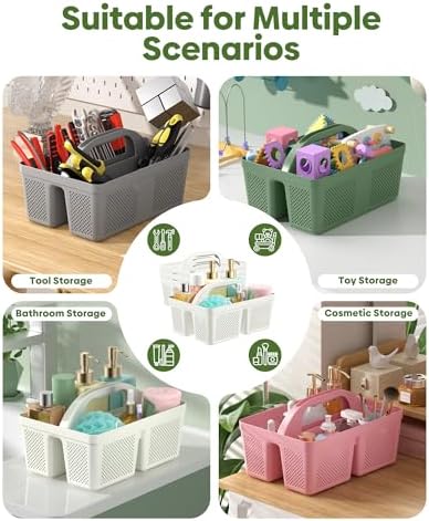 4 Pack Portable Shower Caddy Basket with Handle, Plastic Cleaning Caddy Organizer for Bathroom, College Dorm, Kitchen & Laundry Room, Divided Storage Tote for Toiletries and Cleaning Supplie - Image 6