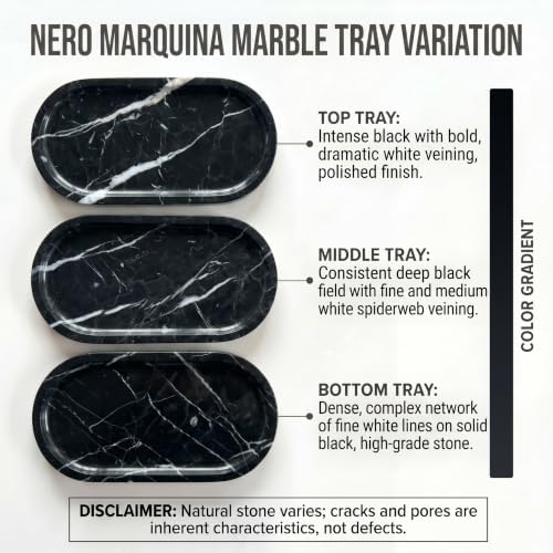 YKAJO Nero Marquina Oval Marble Tray, 11.8x5.9 Vanity Perfume Organizer - Image 4