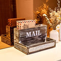 OKSQW Farmhouse Wood Desktop Desk Mail Organizer with 2-Slot Desktop Mail Sorter Holder File Organizer Bill Paper Folder Office Desk Accessories Rustic Office Supplies Home Decor by WelcometoOKSQW