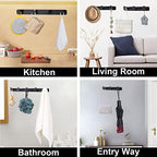 Coat Rack, Heavy Duty Stainless Steel 4 Tri Coat Hook Hanger, Wall Mounted Wall Hooks, Rustic Clothes Hook/Key Hook Rail for Bathroom Kitchen Entryway(2 Pack, 4 Hook Black) - Image 5