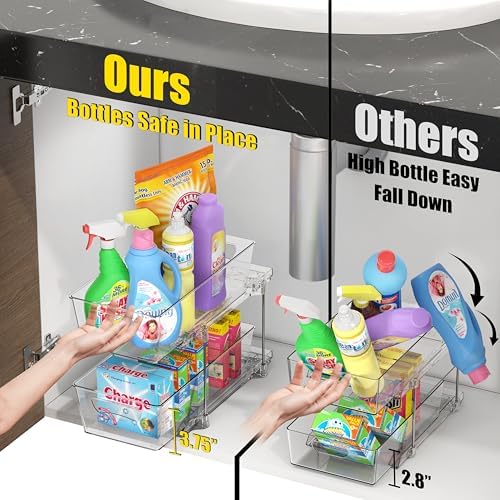 Simple Houseware 2Pcs 2-Tier Slim Drawer Cabinet Pull-Out Organizer, Clear - Image 3