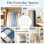 5 Packs Vertical & Horizontal Hangers, Sturdy Stainless Steel Space-saving Hangers with 6 U-Shaped Holes, Heavy Duty Clothes Hooks for Heavy Coats, Metal Closet Organizers and Storage for Wardrobe - Image 6