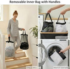 efluky Double Laundry Hamper with Lid and 2 Removable Bags, Black - Image 4