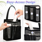 famichan Portable Mesh Shower Caddy, Gym Travel Camp Dorm Room Essentials for College Student Boy Girl, Bathroom Shower Bag - Black - Image 2