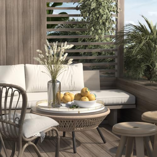 Oroyutor 16-Inch Oak Lazy Susan with Gold Rail and White Finish - Image 4