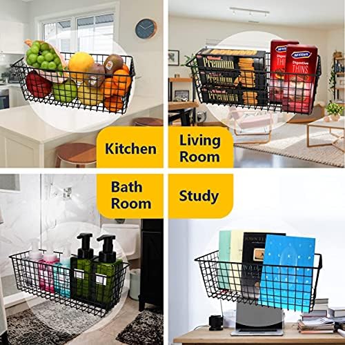 Joben Oligey 3 Set [Extra Large] Hanging Wall Baskets ,Wire Basket For Storage Pantry, Farmhouse Food Storage Kitchen Pantry Laundry Closet Garage RV ,Black - Image 3