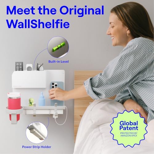 WallShelfie Bedside Wall Organizer & Dorm Decor for Dorm Room - White - Image 3