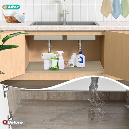 Silicone Under Sink Mat 28"x19", Waterproof Cabinet Liner, MintGreen - Image 6