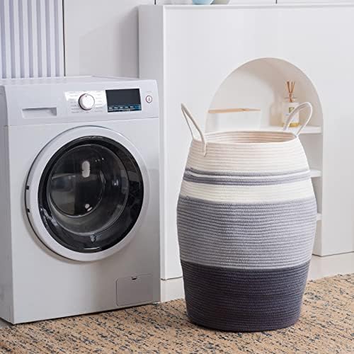 Extra Large Laundry Hamper Basket 105L Woven Blanket Basket, Grey - Image 4
