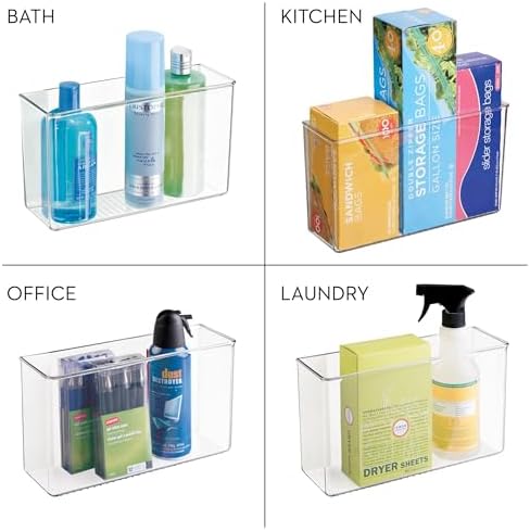 iDesign AFFIXX Plastic Wall Mount Organizer for Kitchen Bathroom, Office, Bedroom, Garage, Craft Room, 3.5" x 11" x 6.5", Clear - Image 3