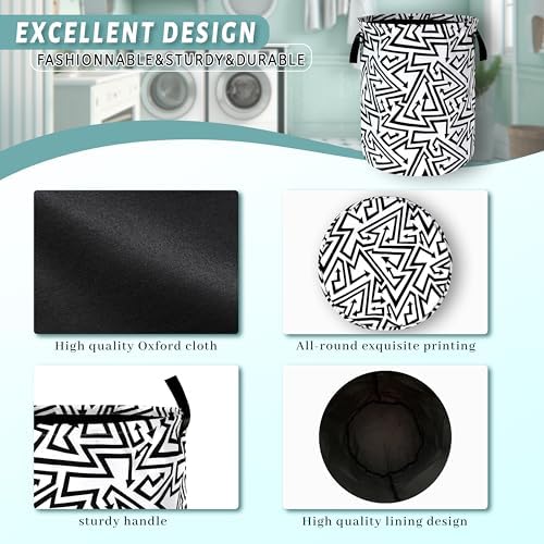 Abstract Arrow Laundry Basket Oxford Cloth Foldable Hamper 18.9x16.5In - Image 4