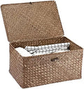 Hipiwe Wicker Shelf Baskets Bin with Lid Large Handwoven Basket Box, Coffee by Hipiwe