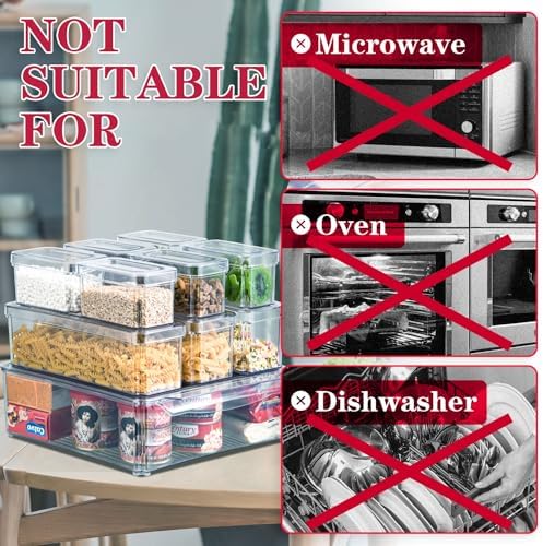 POMEAT 10 Pack Fridge Organizer, Stackable Refrigerator Organizer Bins with Lids, Produce Fruit Storage Containers for Storage Clear for Food, Drinks, Vegetable Storage - Image 2