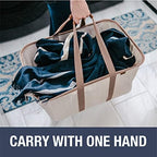 CleverMade Collapsible Laundry Tote LUXE, 50L Carry-All Tote, 2 Pack, Mocha - Image 3