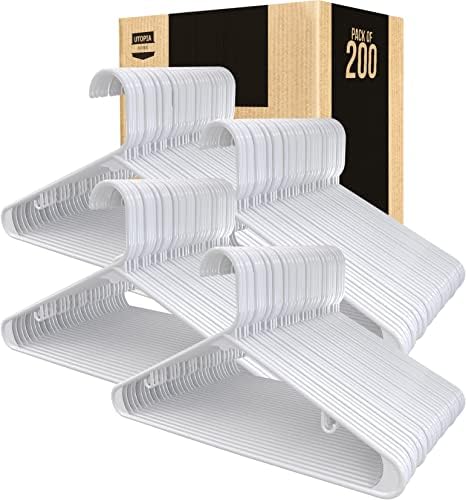 Utopia Home Plastic Hangers 200 Pack – Built-in Strap Hooks White | Space saving | Durable & strong | Closet organizer | Clothes hangers | Ideal for shirts, pants, skirts & coats - Image 6