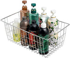 Freezer Wire Storage Baskets,Farmhouse Organizer Storage Bins Large Organizer Bins for Laundry Room, Closets, Garage, Office, Bathroom, Pantry Organization Storage Bins -Set of 2 (Chrome) - Image 4