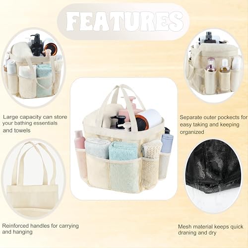 Mesh Shower Caddy Portable - 9 Pockets, Shower Bag for Dorm Room Camping - Image 6