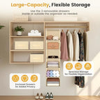 Hanging Closet Organizer 6-Shelf with 3 Drawers & Side Pockets, Closet Organizers and Storage for Dorm, Nursery & Wardrobe Organization, Hanging Shelf Clothes Organizer for Sweaters, Shoes, Beige - Image 4