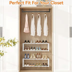 IBUYKE 2 Pack Wall Mounted Shoe Rack, 16"-29” Expandable Hanging Shoe Organizer for 12-16 Pairs, Space Saving Metal Wall Shoe Storage for Entryway Closet, White TXJ001W-2 - Image 6