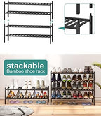 viewcare Black 4-Tier Long Shoe Rack, Bamboo Wood, 33-Inch - Image 6