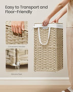 SONGMICS Laundry Hamper with Lid, 23.8 Gal (90 L) Synthetic Rattan,Foldable - Image 4