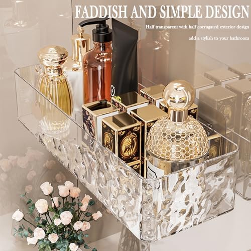 Lae Nuvole Adhesive Shower Caddy 4-Pack, Wall Bathroom Organizer, Clear - Image 3