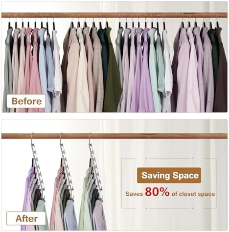 Space Saving Hangers for Clothes 6 Pack, Sturdy Metal Hangers Wardrobe Organizer, Magic Cascading Hanger, Closet Space Saver Closet Organizers and Storage - Image 4