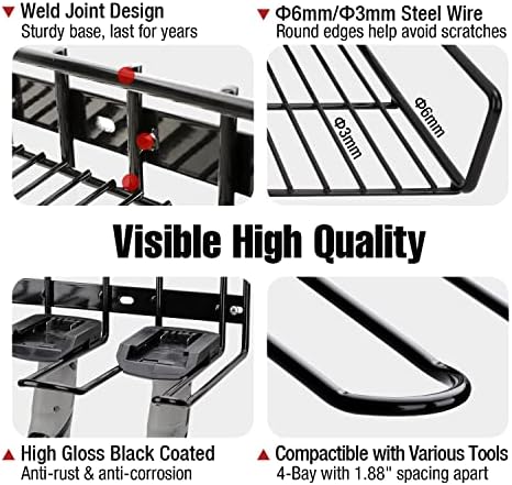 UNITEDPOWER Wall Mounted Power Tool Organizer Holder, Heavy Duty Utility Storage Rack for Battery Powered Hand Tools, Cordless Drill Rack, Workshop, Shed, Garage, Home - Image 4